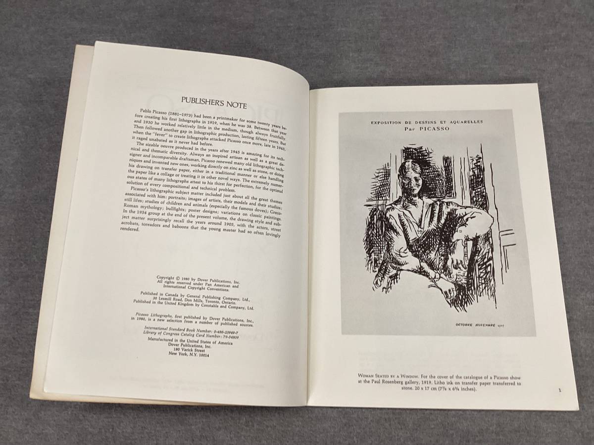 ＜K-123＞　(洋書）　PICASSO LITHOGRAPHS　ピカソ　リトグラフ集　Dover Publications,Inc., New York 1980年　59頁_画像2