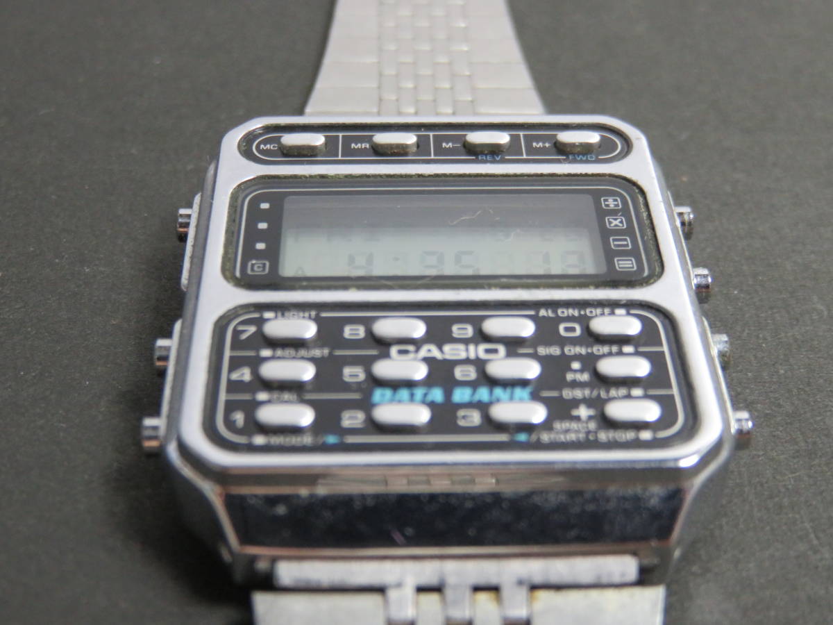 美品 カシオ CASIO データバンク DATA BANK 純正ベルト CD-401 男性用 メンズ 腕時計 V375 稼働品_画像2
