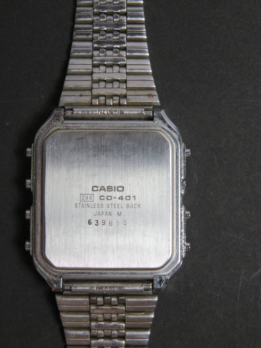 美品 カシオ CASIO データバンク DATA BANK 純正ベルト CD-401 男性用 メンズ 腕時計 V375 稼働品_画像5