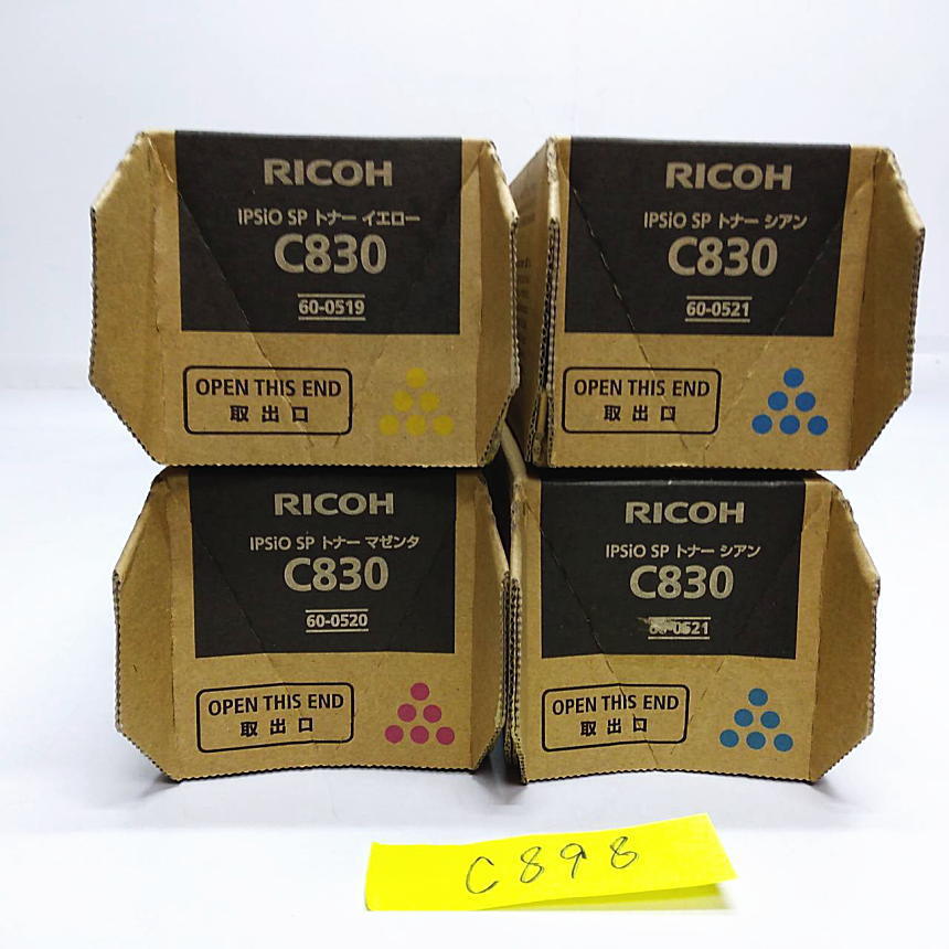 C-898【新品】リコー　RICOH　IPSiO　SPトナー　C830　C/M/Y　シアン/マゼンタ/イエロー　3色4本セット　純正