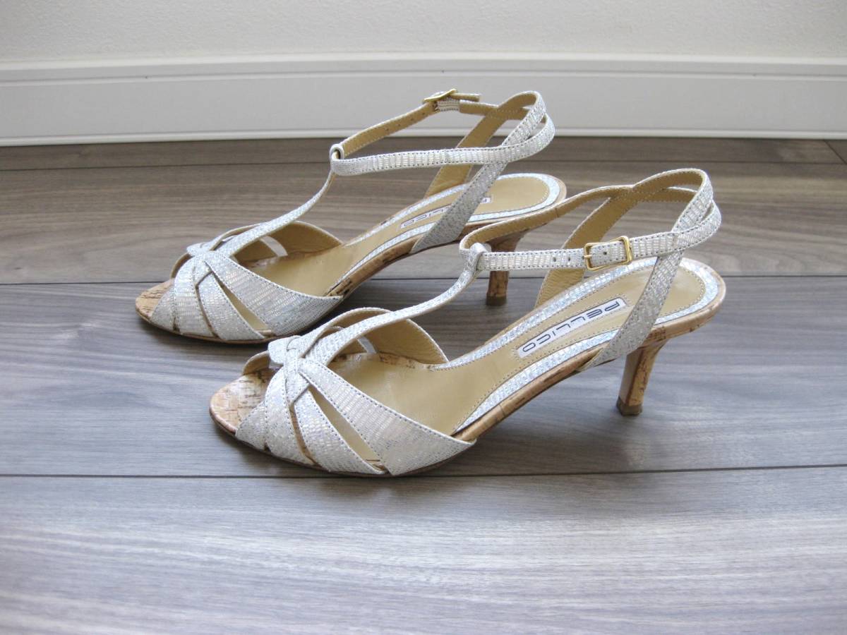 ☆ペリーコPELLICO☆ヒールサンダル☆36(23cm)☆レザー☆SILVER