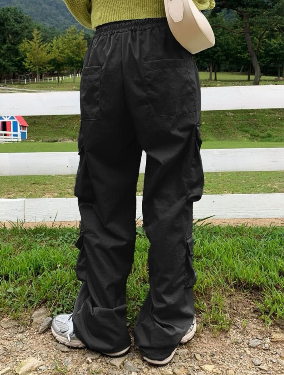 ドローストリングウエスト フラップポケット カーゴパンツ　XLサイズ　韓国ズボン　韓国コーデ