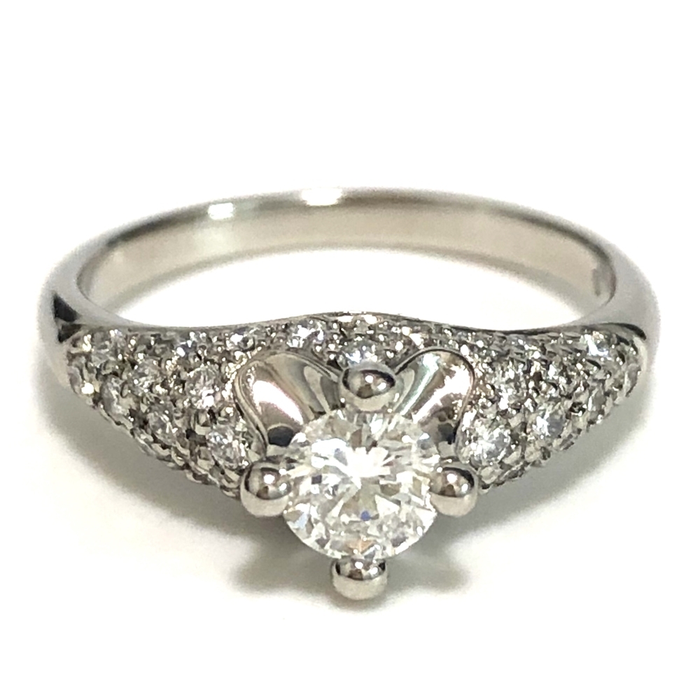 BVLGARI[ BVLGARY ] Corona ring diamond 0.3ct ring PT950 platinum 8 number polished [ used ].... department turtle have shop 5665