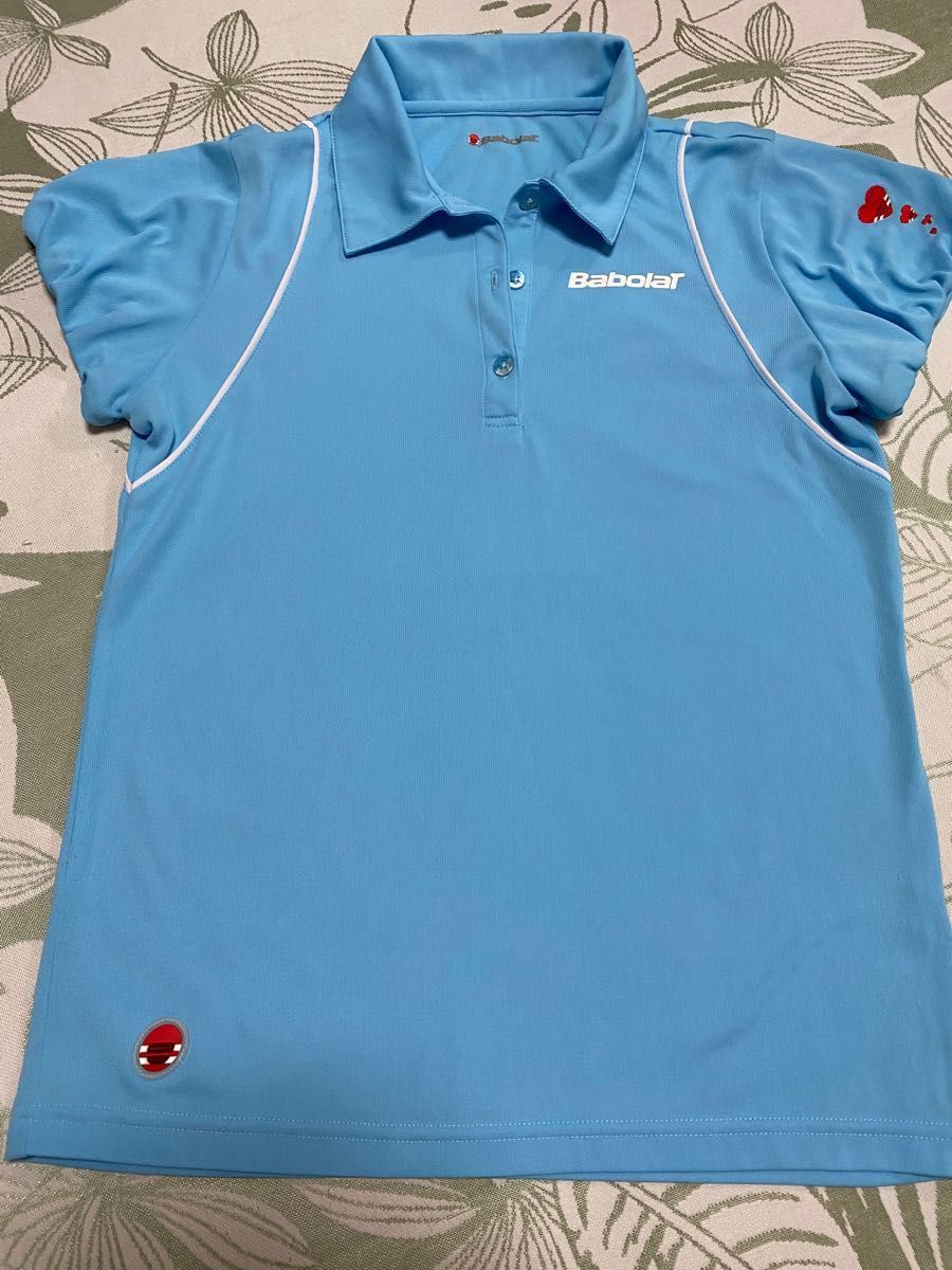 テニスウェア　バボラ　ゲームシャツ　水色　Mサイズ　ポロシャツ　半袖　バルーン袖　パフスリーブ　　babolat 