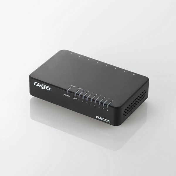 1000BASE-T correspondence 8 port switching hub plastic case /AC adaptor power supply comfortably . electro- function . maximum approximately 82%. electro- : EHC-G08PA2-B