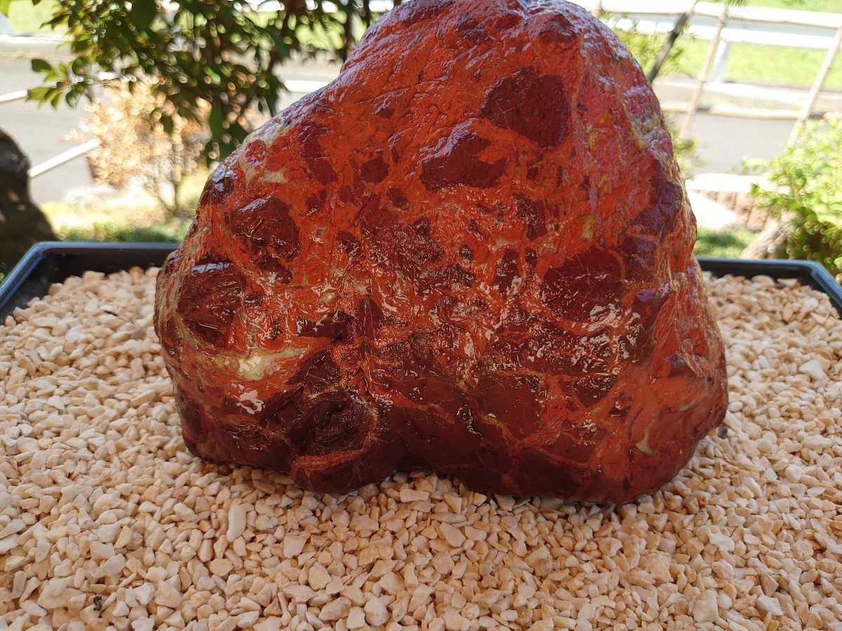 京都赤石紅加茂石極上希少3,8kg 紅流し庭石観賞石盆石水石加茂七石