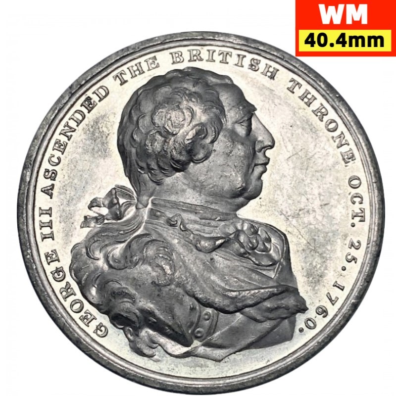 1820 イギリス ジョージ ３世 40.4mm レア 追悼記念 ホワイトメタル メダル アンティーク T ワイオン 英国_画像1