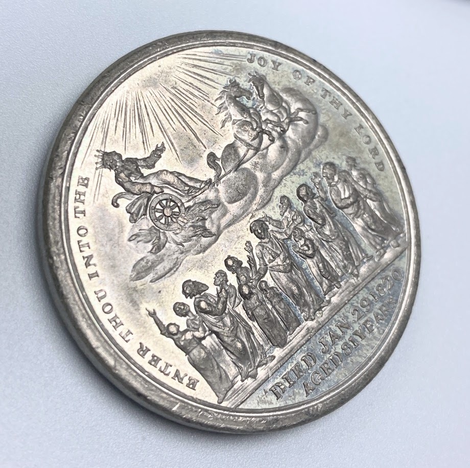 1820 イギリス ジョージ ３世 40.4mm レア 追悼記念 ホワイトメタル メダル アンティーク T ワイオン 英国_画像5