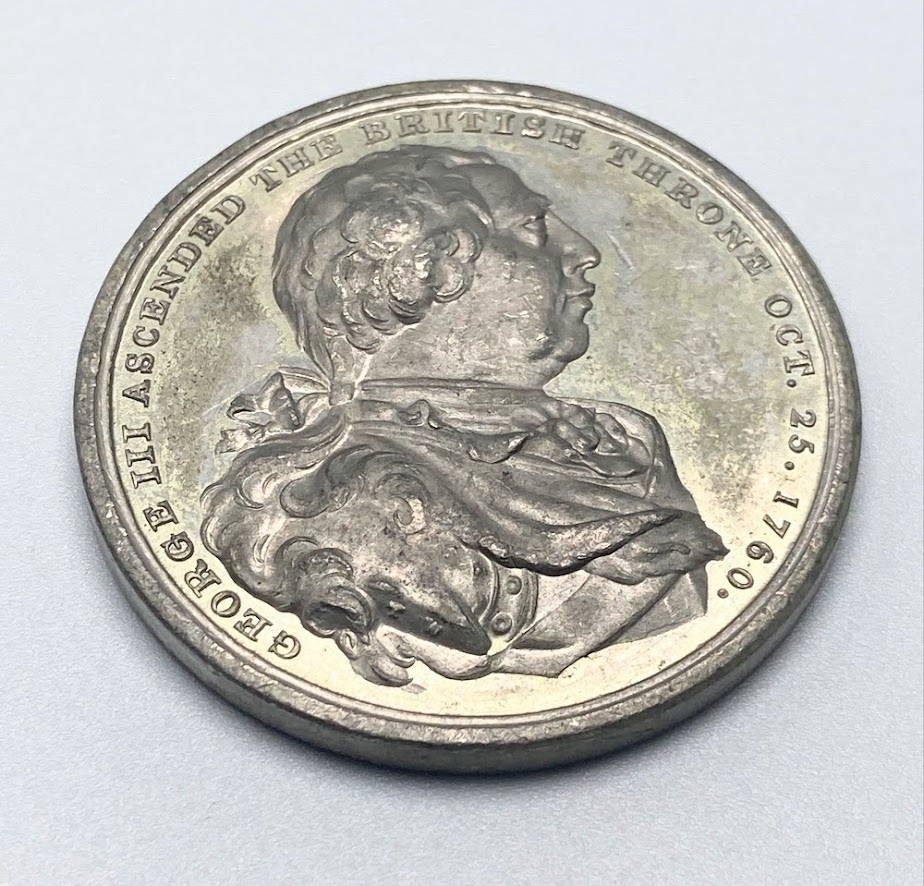 1820 イギリス ジョージ ３世 40.4mm レア 追悼記念 ホワイトメタル メダル アンティーク T ワイオン 英国_画像8