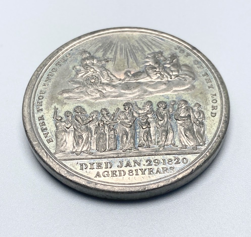 1820 イギリス ジョージ ３世 40.4mm レア 追悼記念 ホワイトメタル メダル アンティーク T ワイオン 英国_画像9
