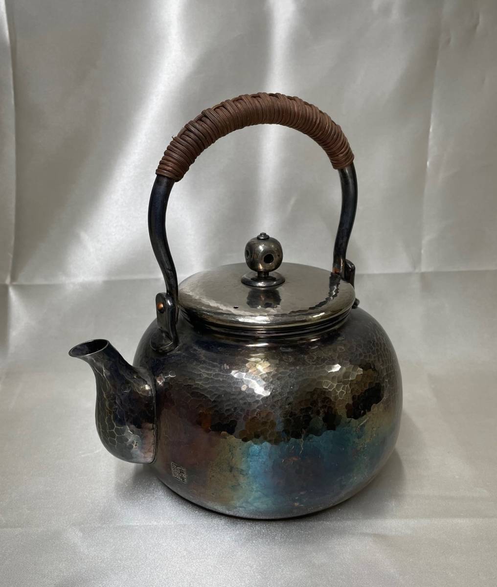島倉堂鎚目湯沸銀仕上げいぶし銀623g 煎茶茶道具やかん| JChere雅虎