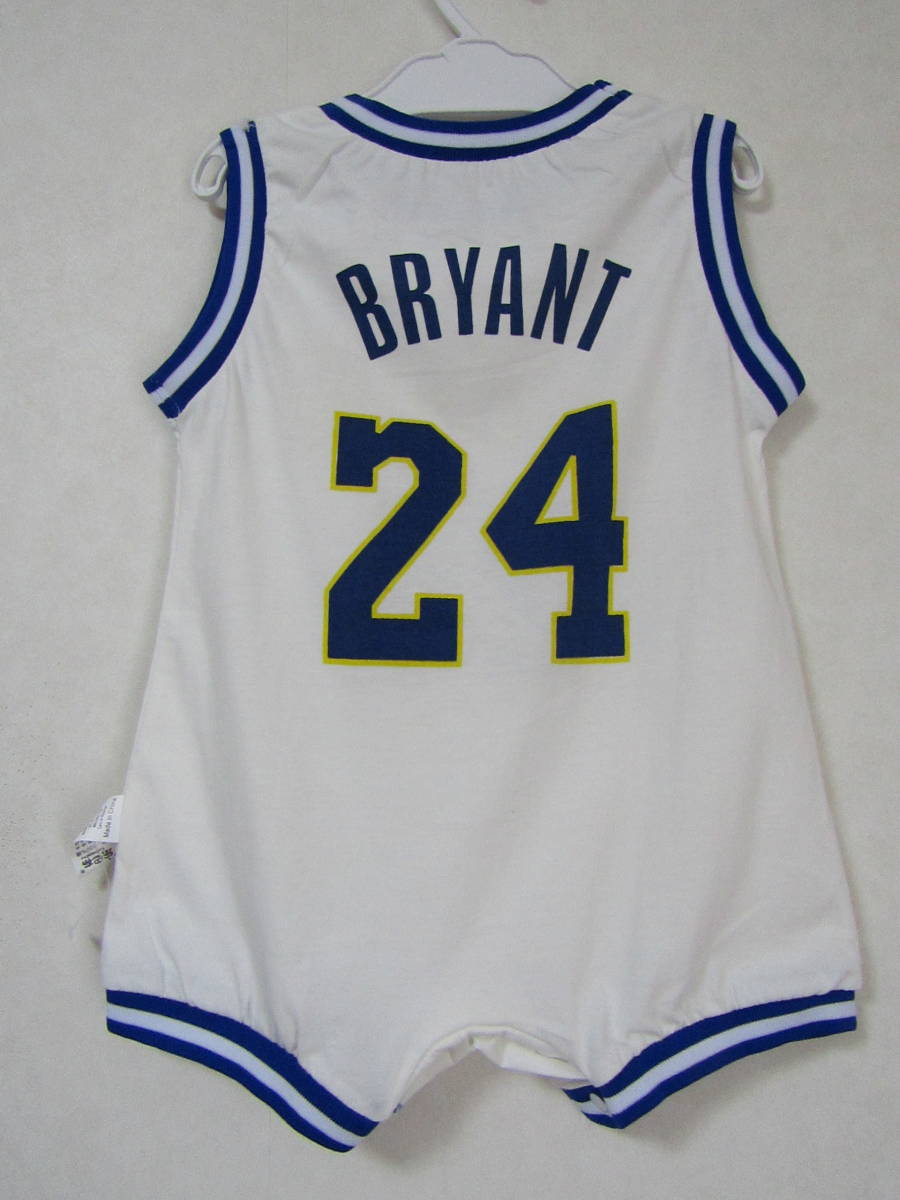 未使用品 NBA LAKERS コービー・ブライアント BRYANT #24 ロサンゼルス・レイカーズ 赤ちゃん ベビー ユニフォーム ロンパース　美品 80 白_画像2