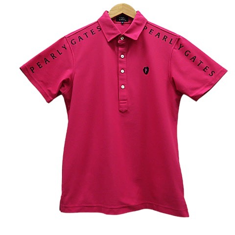 【即決】PEARLY GATES パーリーゲイツ 2022年モデル 半袖ポロシャツ 肩ロゴプリント ピンク系 サイズ4 メンズ ゴルフウェア [C1154]