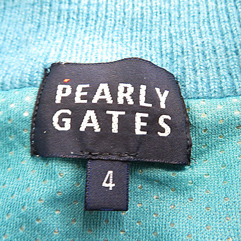【即決】PEARLY GATES パーリーゲイツ 裏地付 ニット ジップジャケット ボーダー柄 ブルー系 サイズ4 [C1706]_画像9