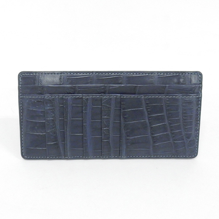 天然皮革　薄型 長財布　ナイルクロコダイル革　ブルーグレー　スリム　フラグメントケース　WL20-BL