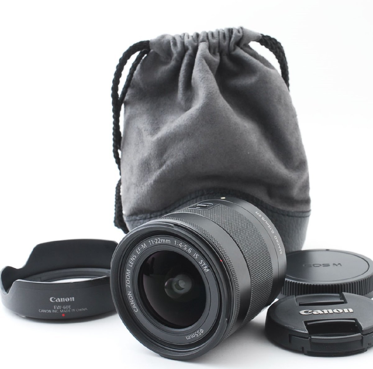 若者の大愛商品 Canon EF-M 11-22mm f/4-5.6 IS STM ブラック 超広角ズーム 手ぶれ補正 [美品・現状品] EW-60E レンズフード ポーチ付き キヤノン