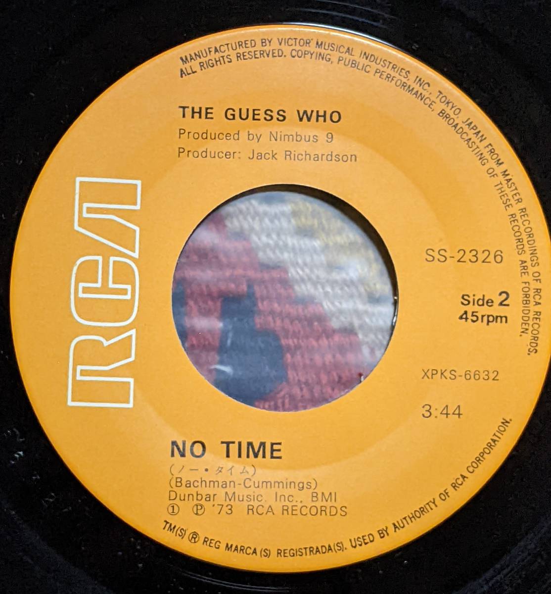 70's ゲス・フー THE GUESS WHO（ \ 500 7inch）/ アメリカン・ウーマン American Woman / ノー・タイム No Time RCA SS-2326 1970年_画像5