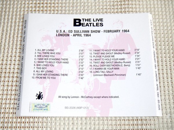 廃盤 The Live Beatles ED SULLIVAN SHOW 1964 USA LONDON ビートルズ / John Lennon Paul McCartney George harrison Ringo starr /JASRAC