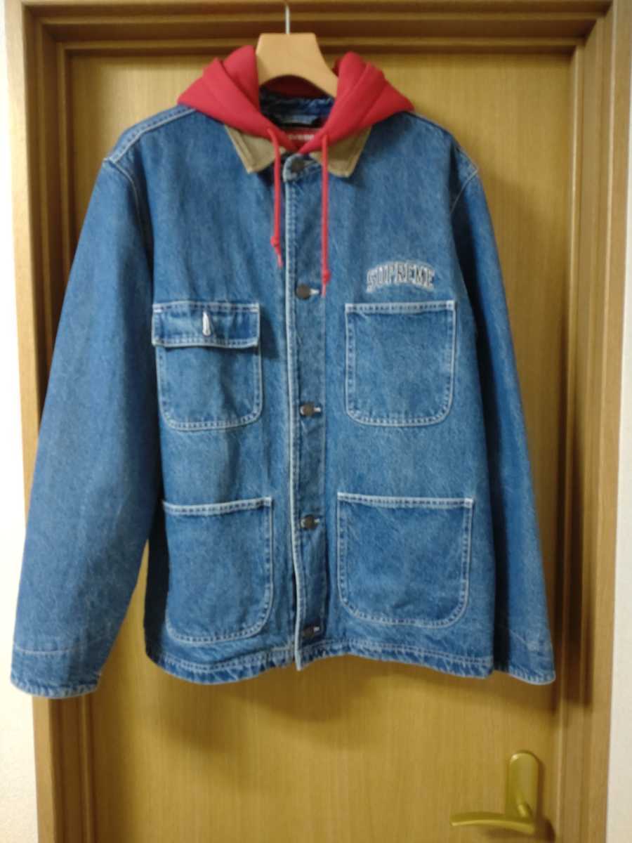 supreme サイズL 17AW Hooded Chore Coat デニム ジャケット denim jacket_画像1