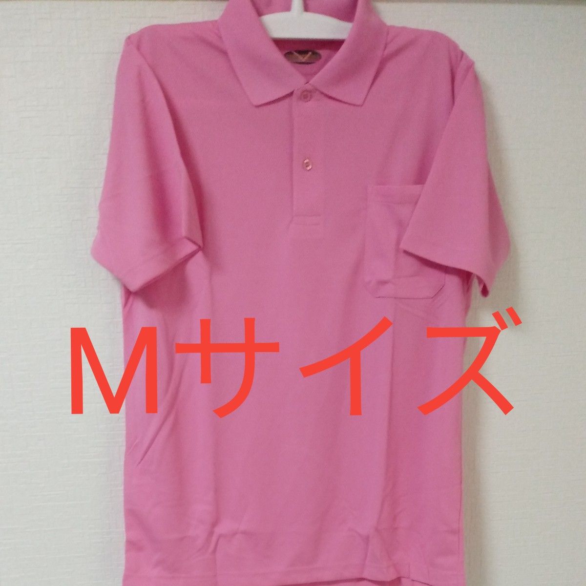 吸汗速乾ドライメッシュMサイズ半袖ポロシャツMサイズピンク色