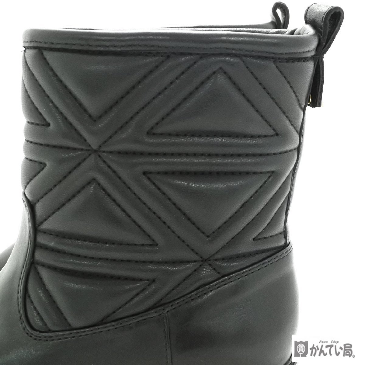  прекрасный товар EMPORIO ARMANI Emporio Armani стеганое полотно ботинки кожа черный чёрный US:4M UK:2 EUR:35 примерно 22.5. женский осень-зима обувь 