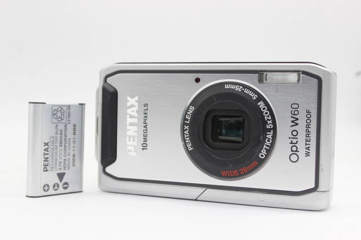 【返品保証】 ペンタックス Pentax Optio W60 Wide 28mm 5x Zoom バッテリー付き コンパクトデジタルカメラ C7863