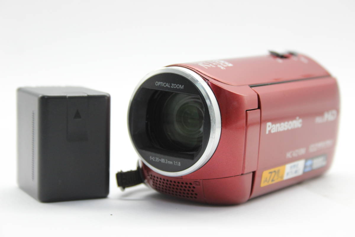 【返品保証】 【録画確認済み】パナソニック Panasonic HC-V210M レッド 72x iA ZOOM バッテリー付き ビデオカメラ C8429