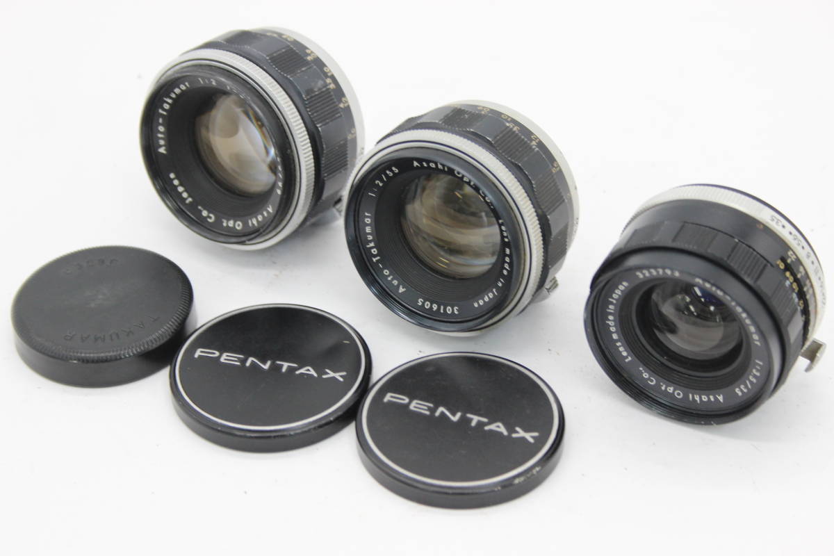 【返品保証】 【レンズ3点まとめ売り】ペンタックス Pentax Auto-Takumar 55mm F2 55mm F2 35mm F3.5 M42マウント レンズ C9059