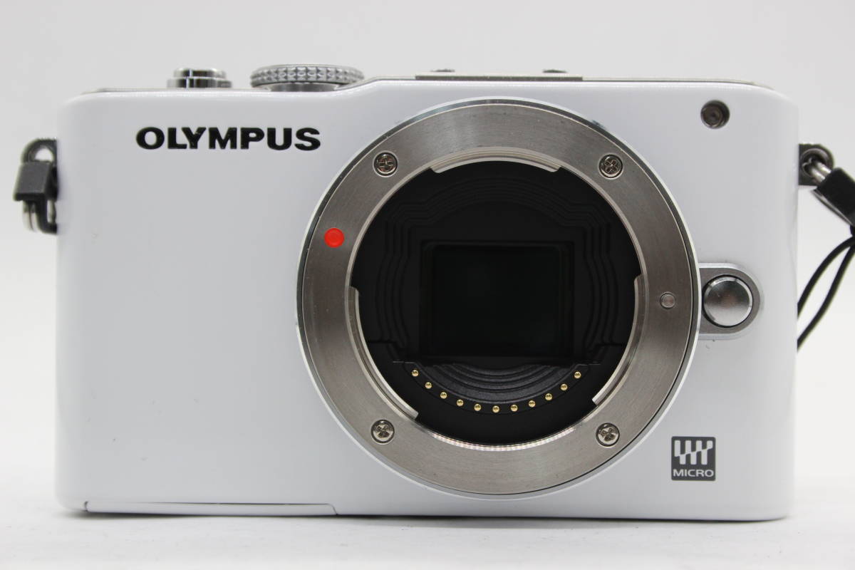 【返品保証】 オリンパス Olympus PEN Lite E-PL3 ホワイト M.ZUIKO 14-42mm F3.5-5.6 バッテリー ストロボ 付きミラーレス一眼 R C9121_画像2