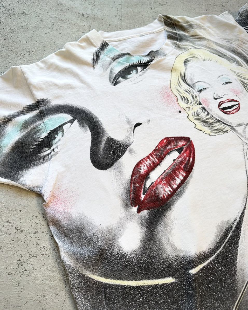 90s Marilyn Monroe SILK SCREEN BIG PRINT TEE VINTAGE マリリンモンロー 大判 シルクスクリーン プリントTシャツ オールド ビンテージ_画像4