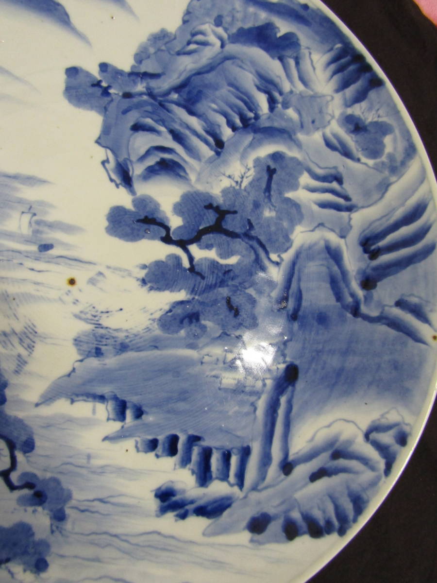  Seto blue and white ceramics large plate (H037)