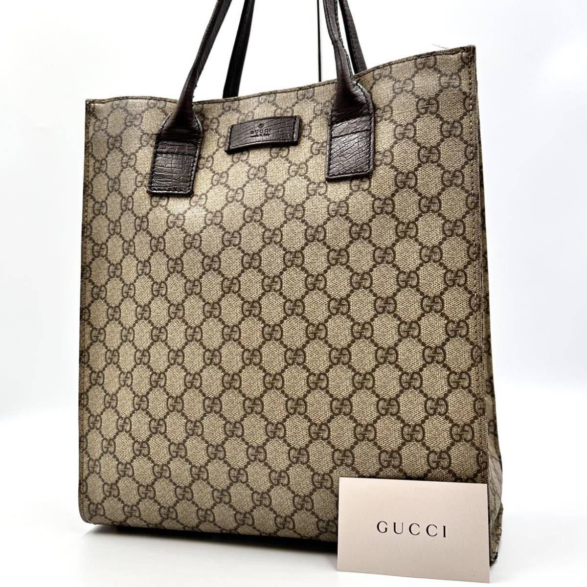 美品】GUCCI GGスプリーム トートバッグ PVC レザー A4 大容量-