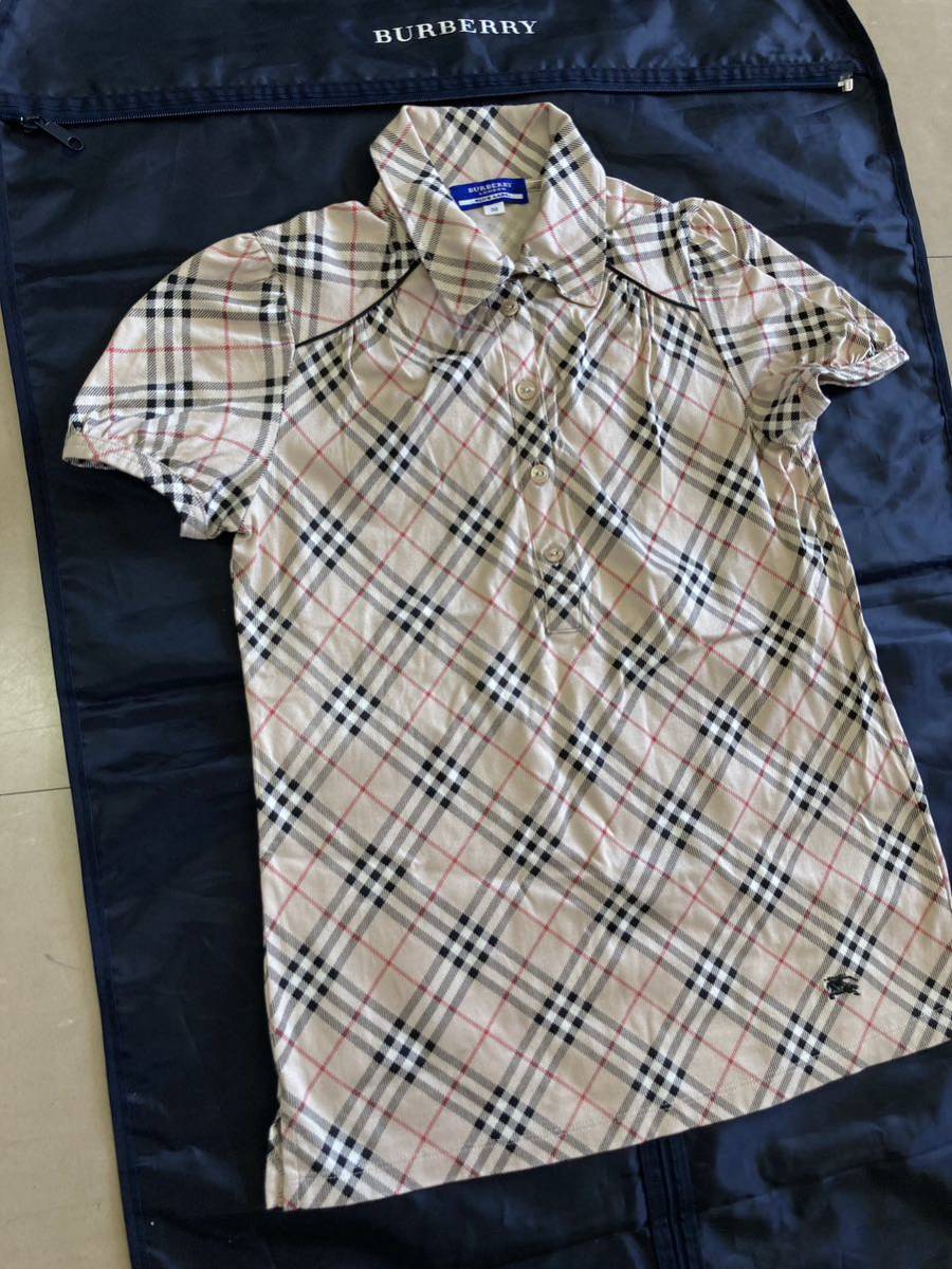 【春夏】BURBERRYBLUELABEL バーバリーブルーレーベル レディース38 半袖ポロシャツ 半袖Tシャツ ノバチェック 日本製