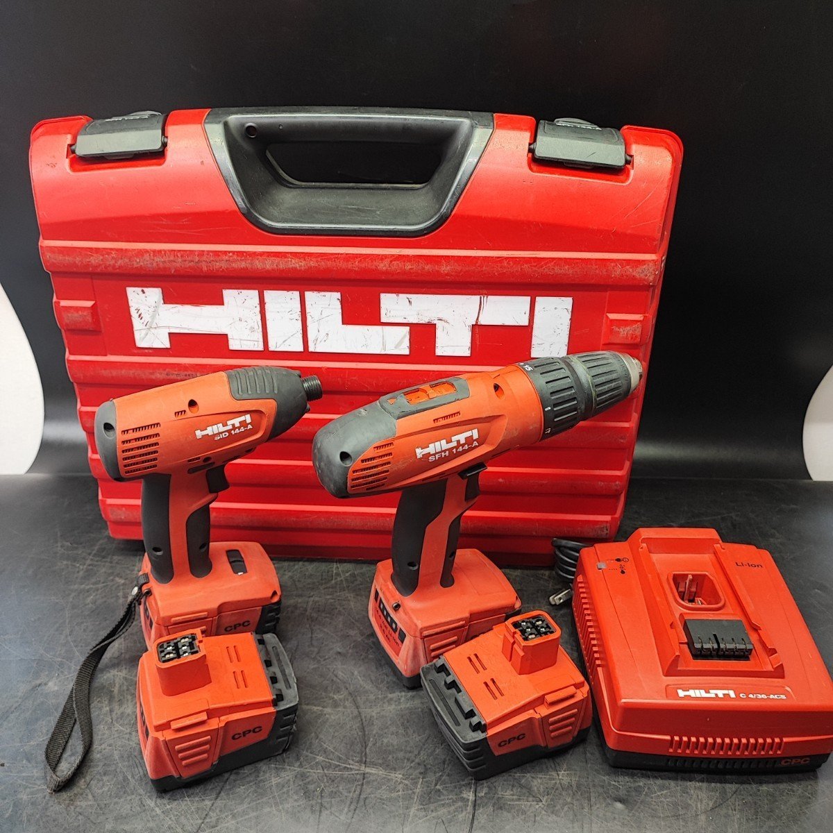 品 HILTI コンボキット インパクトドライバー ドリルドライバー SID144A/SFH144A バッテリ4個セット 代引発送 領収書