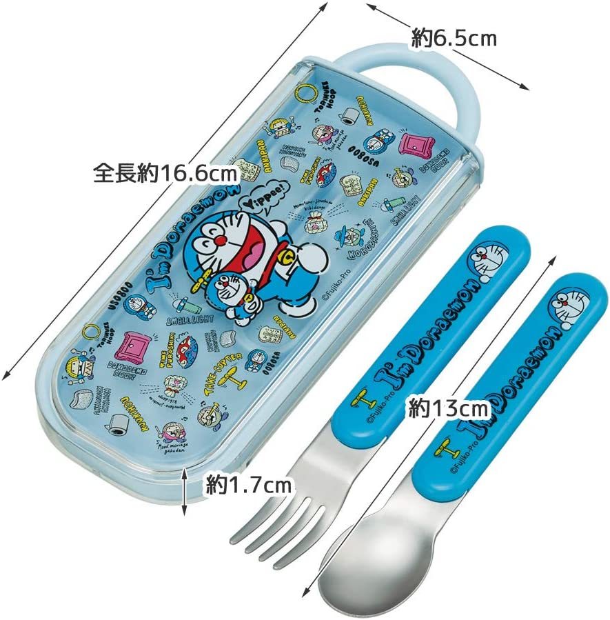 ドラえもん ぬいぐるみ スケーター 子供用 スプーン フォーク セット スライド式 13cm CC2 日本製 お弁当 i'm Doraemon 新品 未開封_画像4