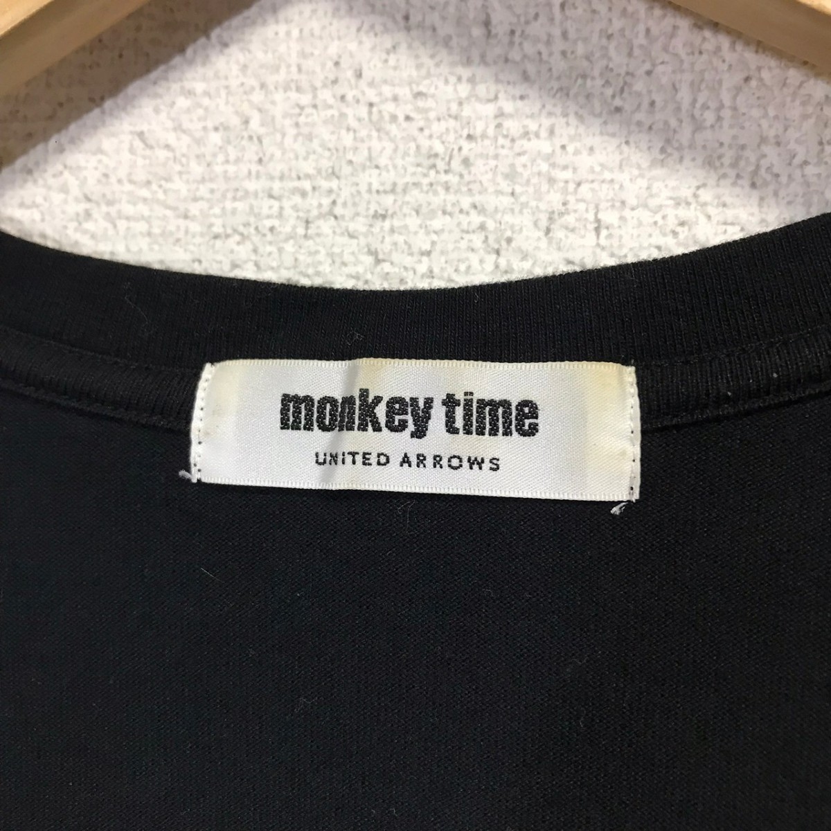 H3759dL 日本製 ユナイテッドアローズ monkey time モンキータイム サイズL VネックTシャツ ポケットTシャツ ブラック 黒 メンズ 綿100%_画像6