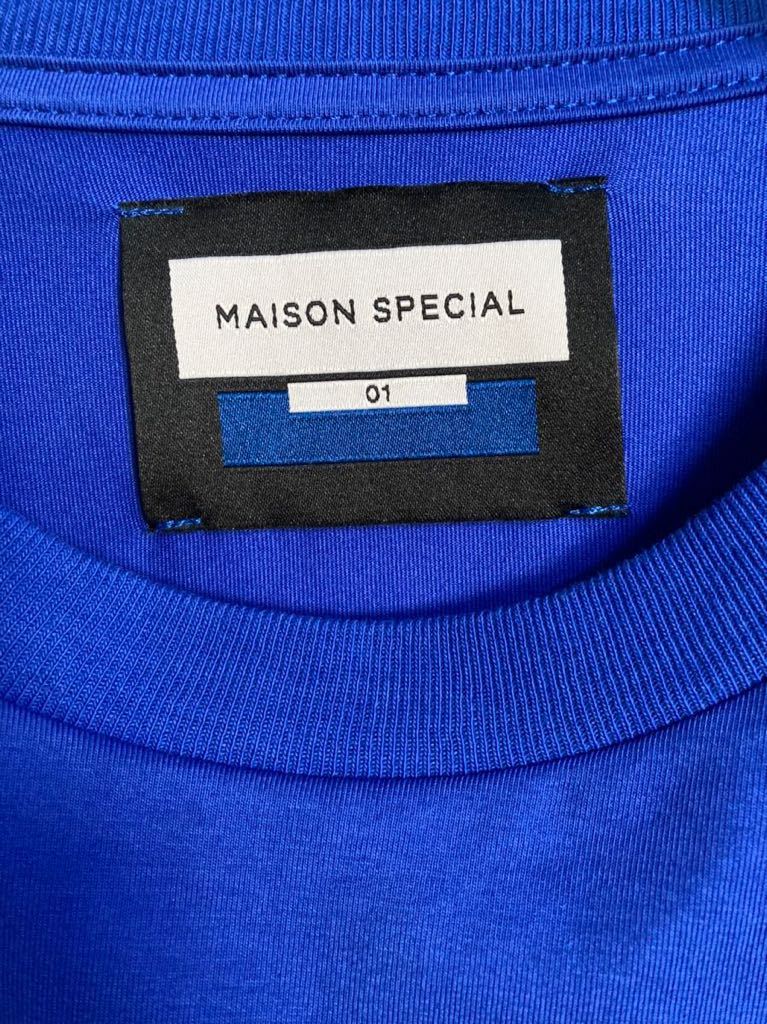 【新品】 MAISON SPECIAL メゾンスペシャル スーピマ天竺 エクストラ プライムオーバー Tシャツ ブルー 青 1 シャツ パンツの画像5