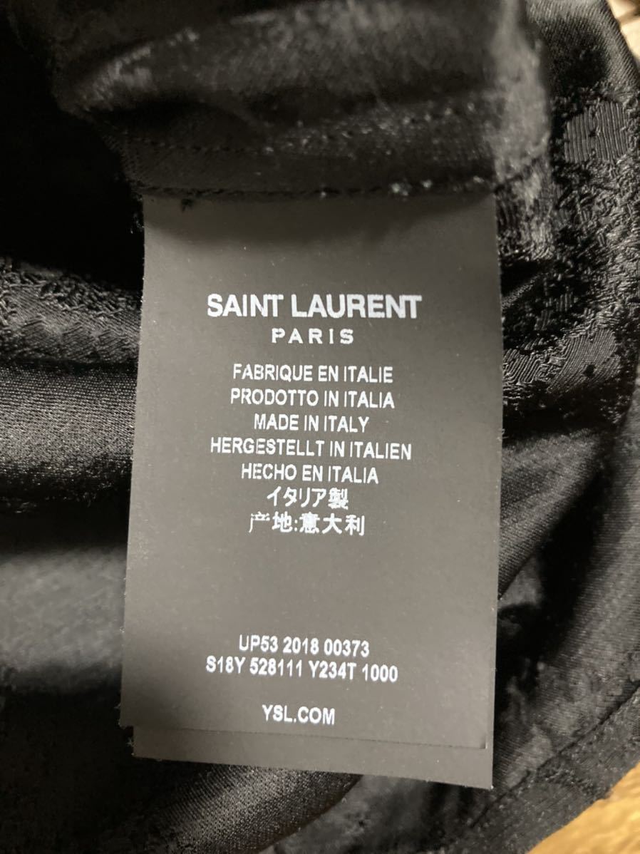 【新品レア】 SAINT LAURENT PARIS サンローランパリ バンドカラー ヘンリーネック ジャガード刺繍 シャツ 37 528111 デニム ブーツ