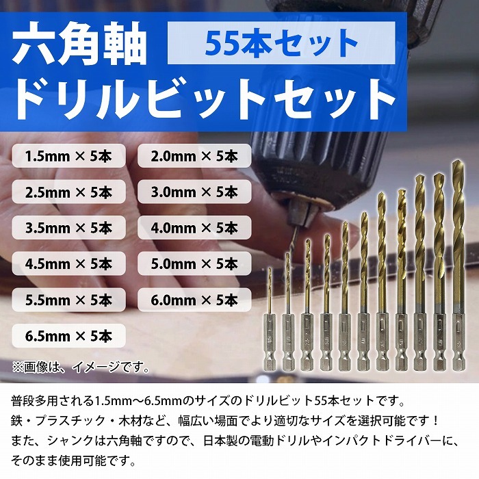 丸軸 ドリルビット 13本セット ドリル刃 1.5mm-6.5mm 工具