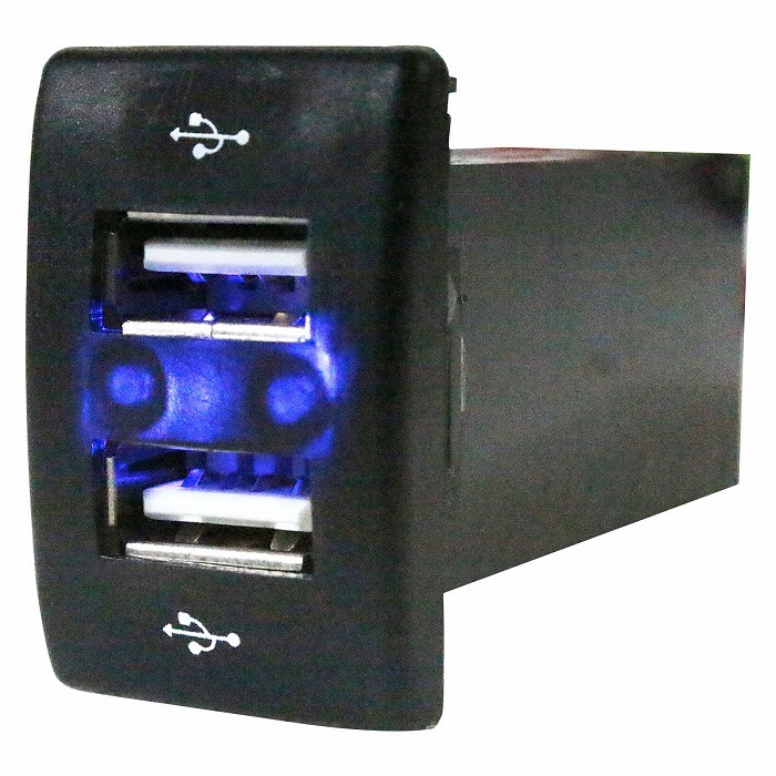 スズキAタイプ エブリイワゴン DA64W H17.8～ LED/ブルー 2口 USBポート 充電 12V 2.1A 増設 パネル USBスイッチホールカバー 電源_画像1