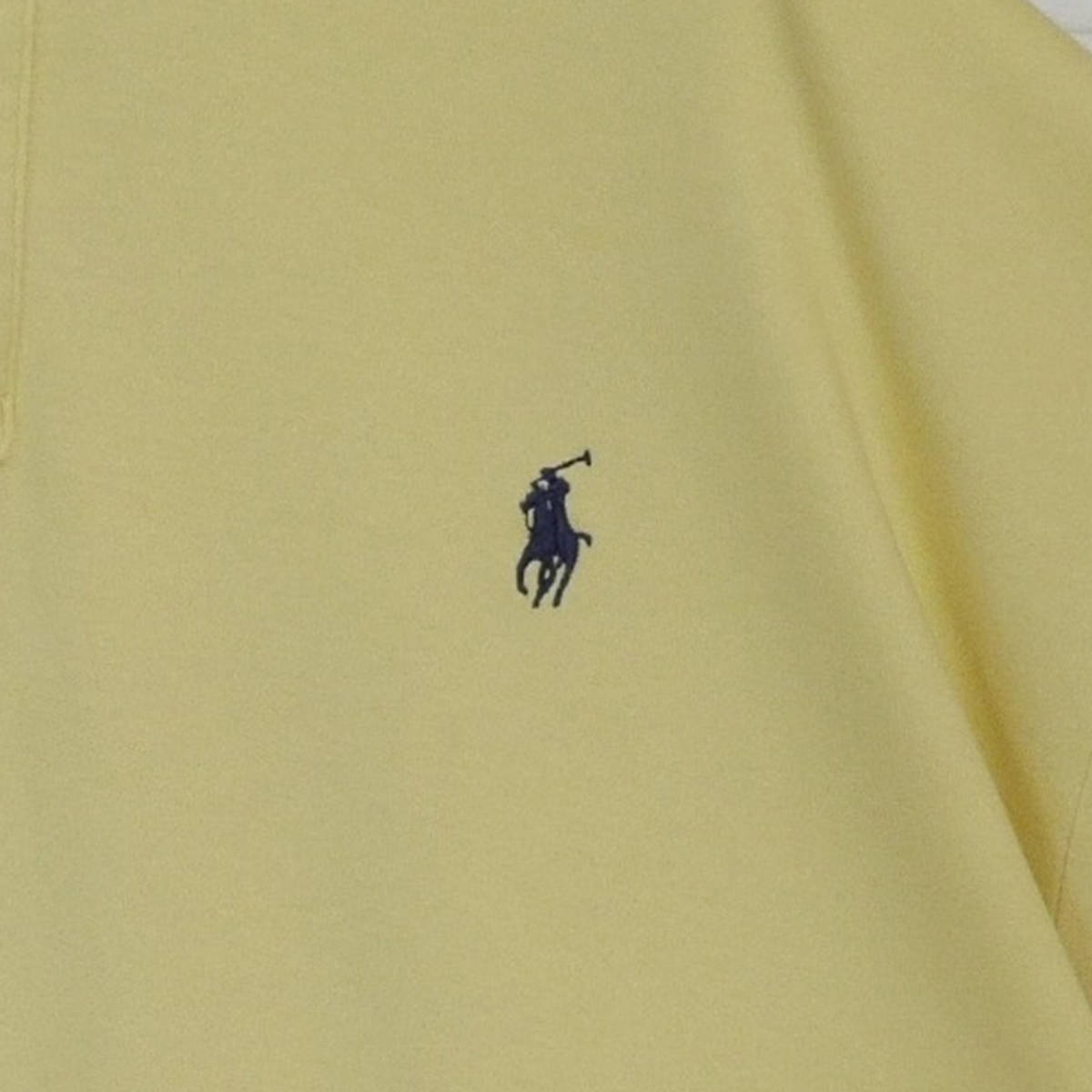 Polo RalphLauren ポロラルフローレン 無地単色 ワンポイント ネイビーポニー刺繍ロゴ コットン 半袖 ポロシャツ L イエロー 20201227_画像6