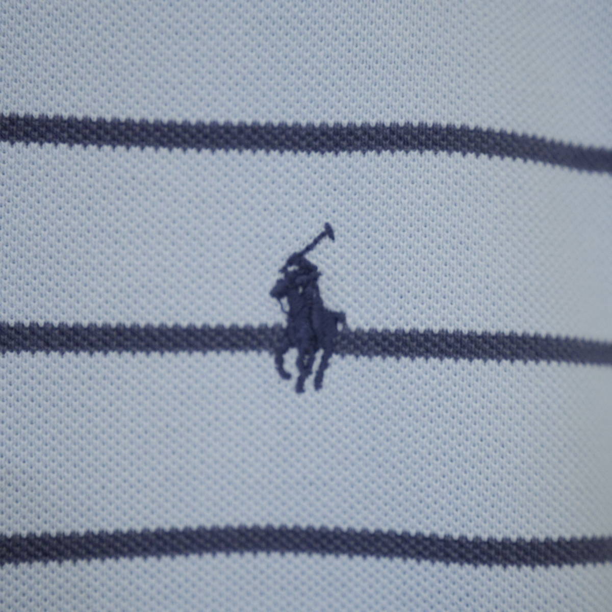 Polo Ralph Lauren ポロラルフローレン ワンポイント ポニー刺繍ロゴ 半袖 鹿子 ボーダー ポロシャツ XL ライトブルー ネイビー 20201204_画像6