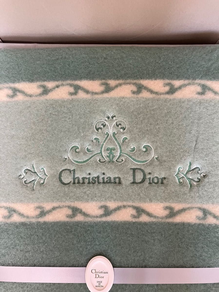 Christian Dior ブランケット 毛布 ライトグリーン 希少 レア Christian Dior ブランケット 毛布 ライトグリーン 希少 レア