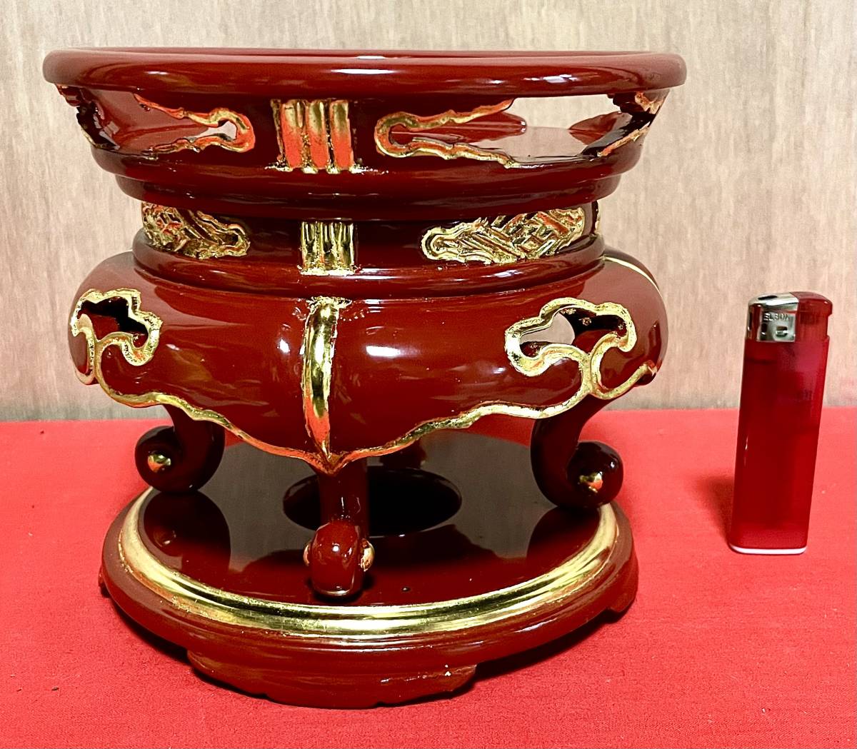丸金台純朱面台 5号 木製朱塗りの専門店 丸金台純朱面台 5号 木製朱塗りの専門店