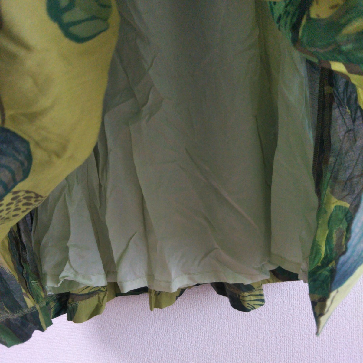スキャパ Scapa レディース 40 緑 グリーン ロングスカート 植物柄 ボタニカル柄 カジュアル 大人かわいい レトロ感 古着女子 フルジョ/G11_画像7