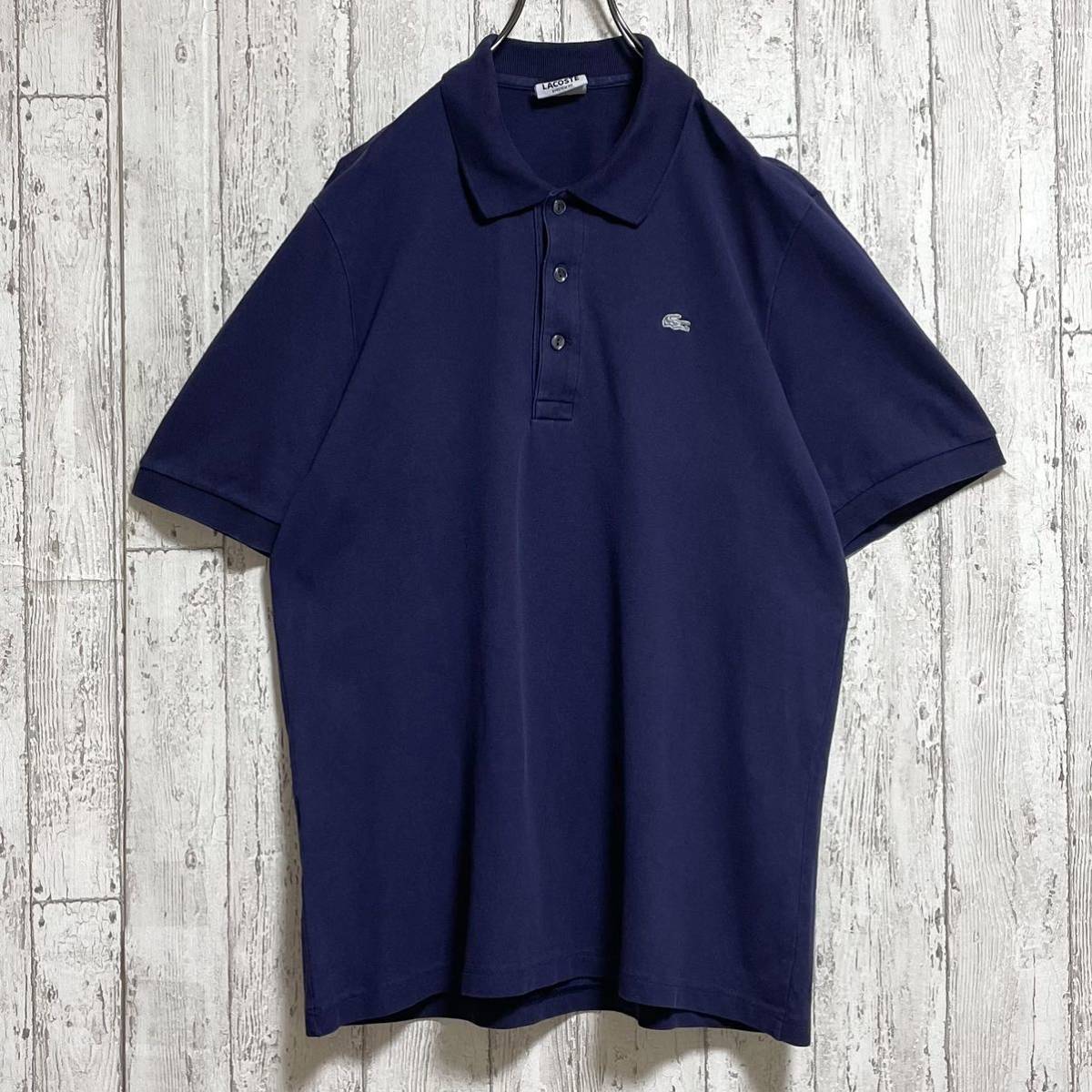 【人気アイテム】LACOSTE ラコステ 半袖 ポロシャツ ビッグサイズ サイズ6 ネイビー 銀ワニ 23-155