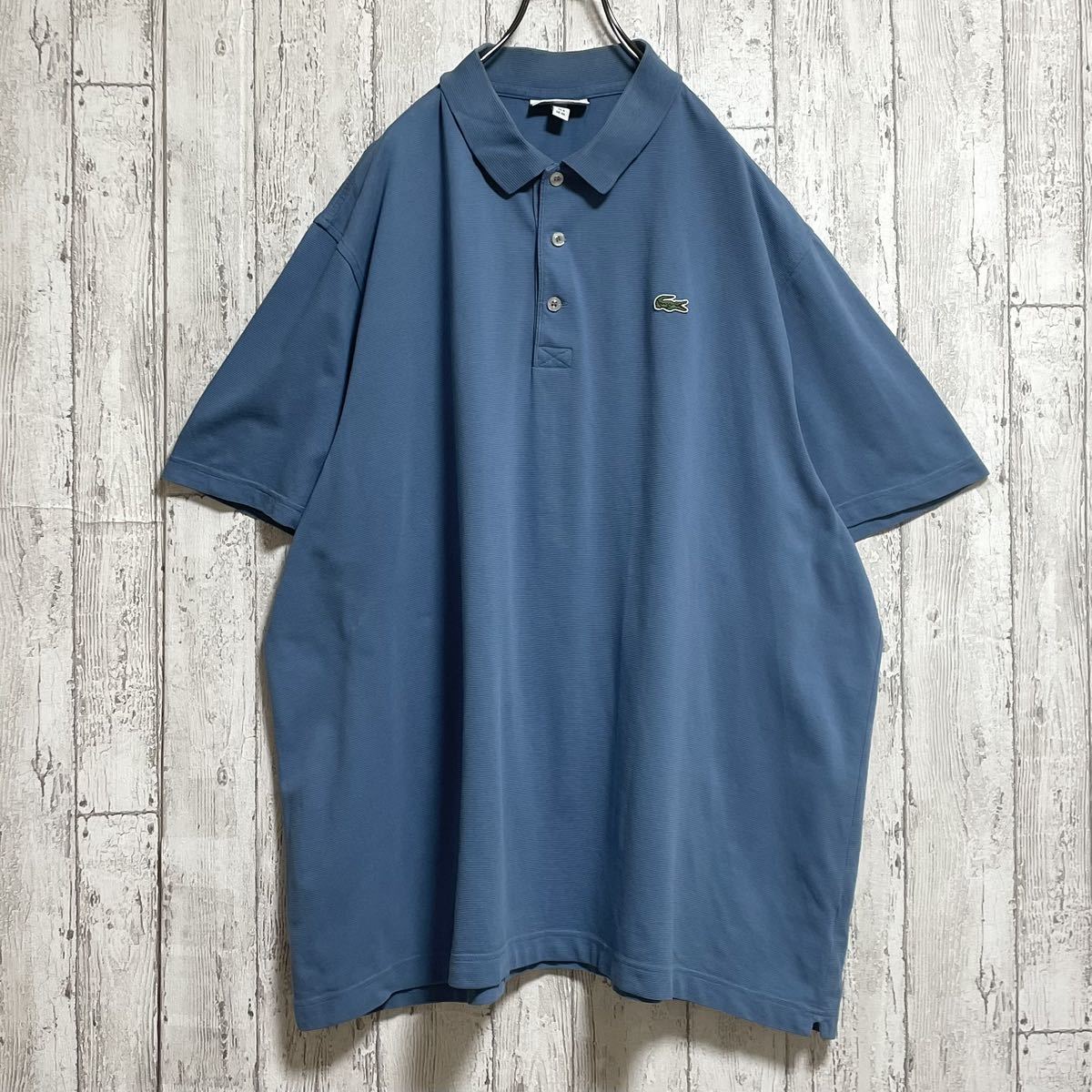 【人気カラー】LACOSTE ラコステ 半袖 ポロシャツ ビッグサイズ サイズ9 くすみブルー ワニ 23-183