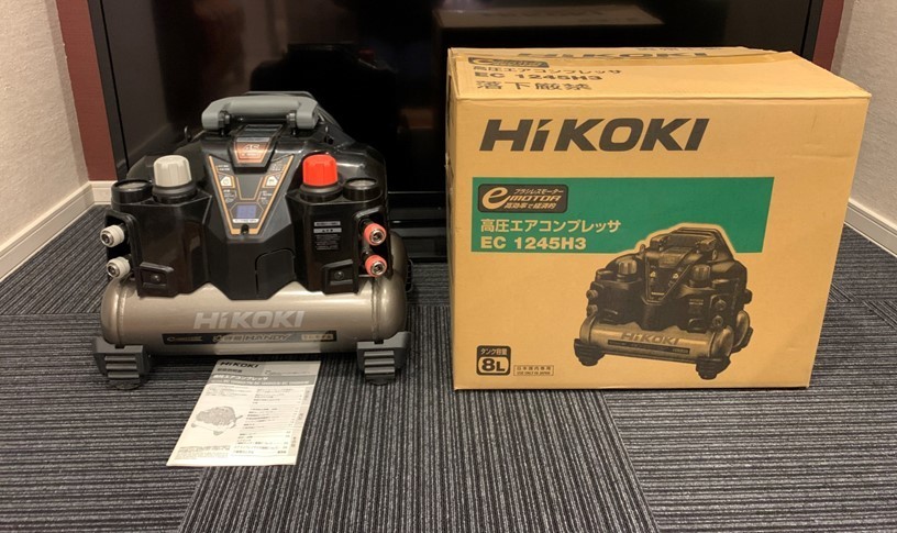 美品 HiKOKI 高圧エアコンプレッサ EC 1245H3 取扱説明書あり 箱付き コンプレッサー ブラシレスモーター 工具 作業