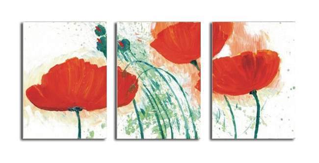出産祝いなども豊富 【受注制作】アートパネル　『赤い花びらXI』　40x60cm 3枚組　肉筆 x 静物画