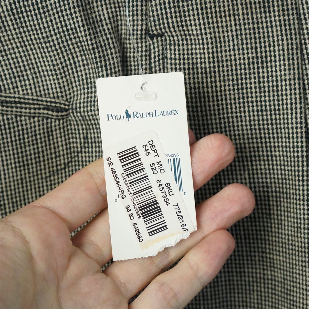 00s OLD Ralph Lauren ラルフローレン コットンリネン トラウザーズ スラックス デッドストック 36/30_画像4